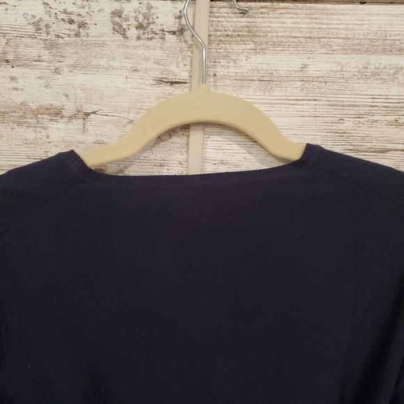 Perse navy cardigan w/white flowers - Picture 3 of 3